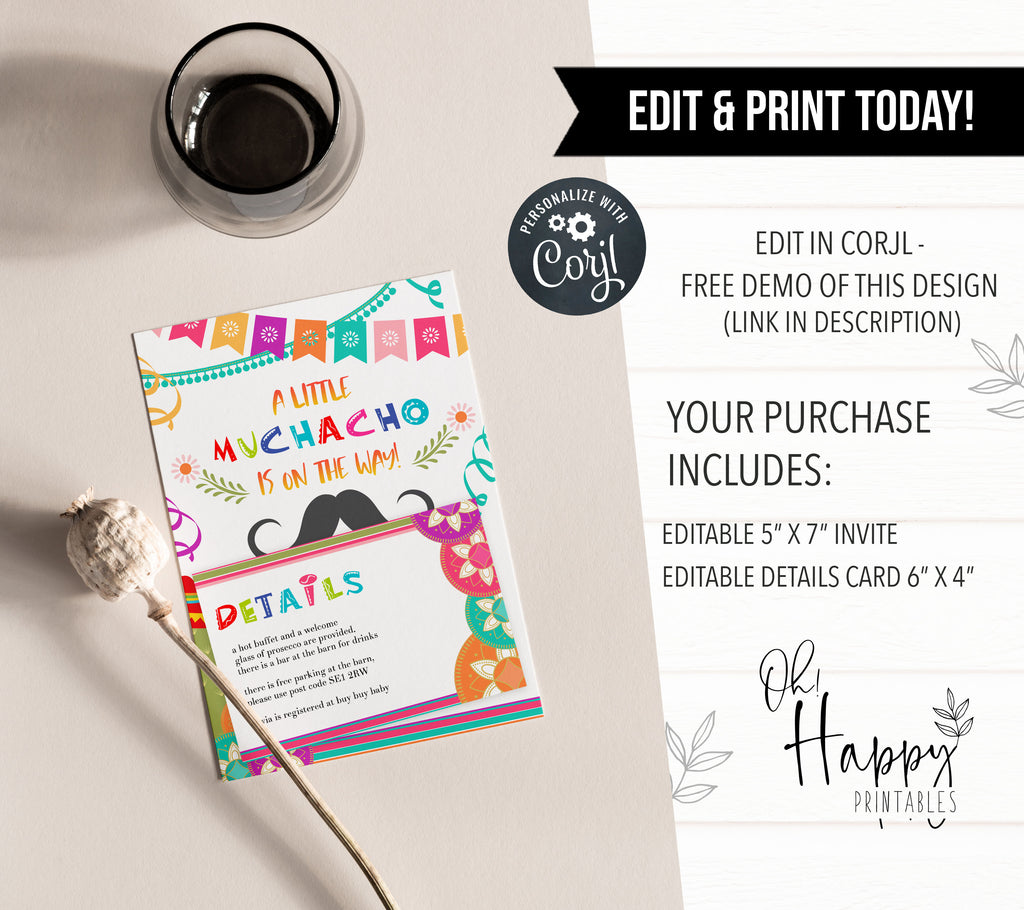 EDITABLE Baby Shower Invitation - Mexican Baby Invitations – OhHappyPrintables
