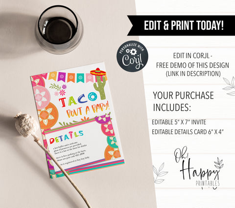fiesta baby shower theme, printable baby shower invitations, editable baby shower invites, mexican baby shower, baby shower phone invites