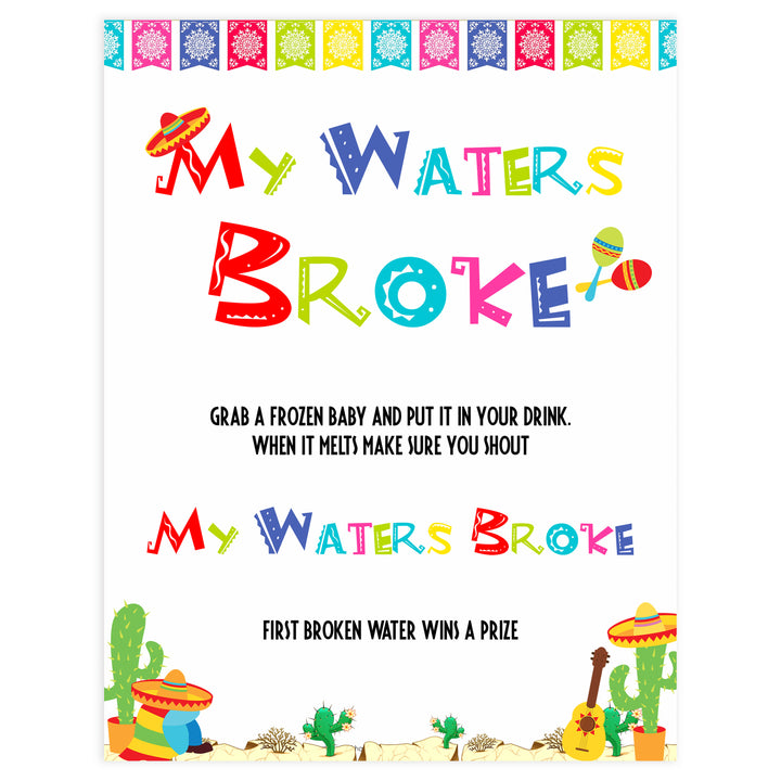 my waters broke game, baby ice cube game, Printable baby shower games, Mexican fiesta fun baby games, baby shower games, fun baby shower ideas, top baby shower ideas, fiesta shower baby shower, fiesta baby shower ideas