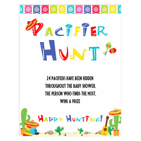 pacifier hunt game, Printable baby shower games, Mexican fiesta fun baby games, baby shower games, fun baby shower ideas, top baby shower ideas, fiesta shower baby shower, fiesta baby shower ideas