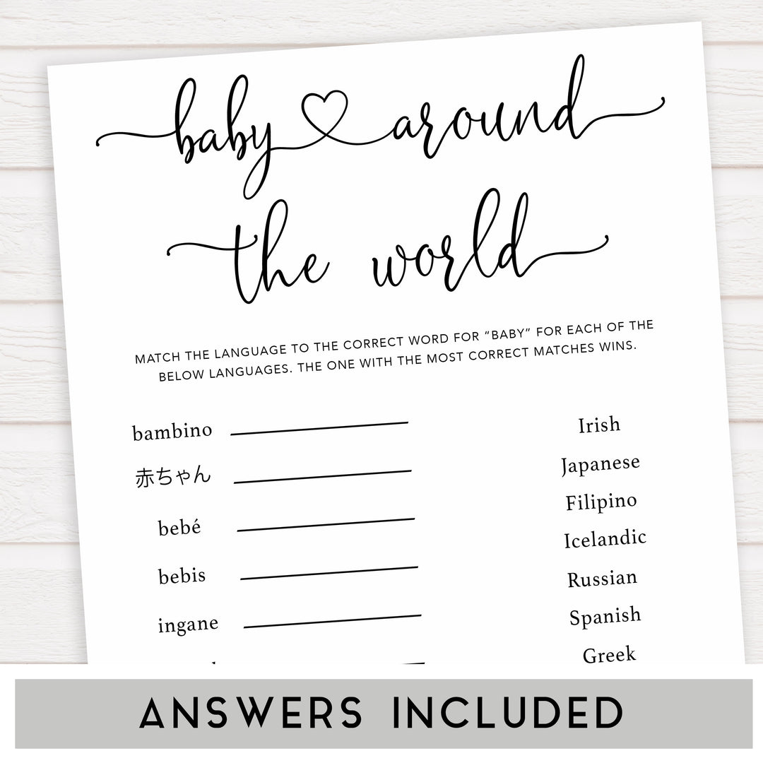 Minimalist baby shower games, baby around the world baby games, 10 baby game bundles, fun baby games, printable baby games, top baby games, popular baby games, labor or porn games, neutral baby games, gender reveal games