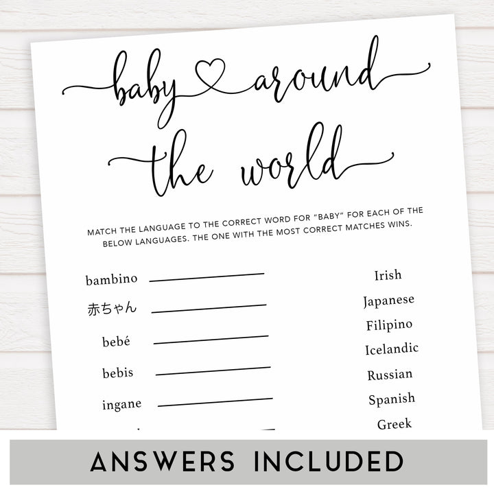 Minimalist baby shower games, baby around the world baby games, 10 baby game bundles, fun baby games, printable baby games, top baby games, popular baby games, labor or porn games, neutral baby games, gender reveal games