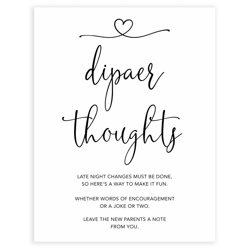 Diaper Thoughts | Minimalist Printable baby shower Games ...