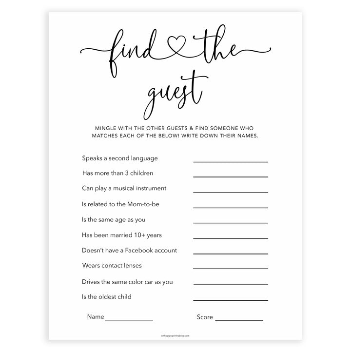 Minimalist baby shower games, find the guest baby games, 10 baby game bundles, fun baby games, printable baby games, top baby games, popular baby games, labor or porn games, neutral baby games, gender reveal games