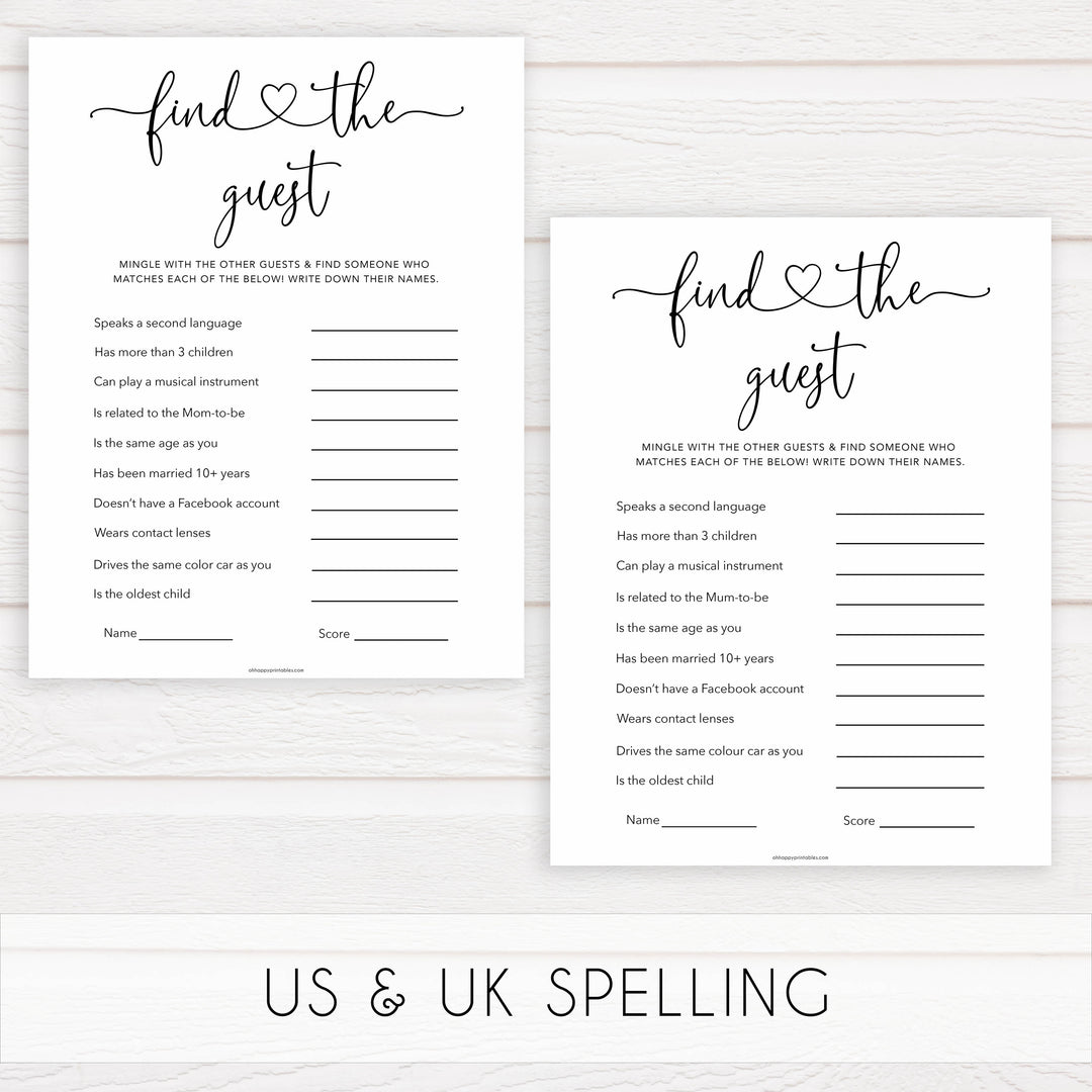 Minimalist baby shower games, find the guest baby games, 10 baby game bundles, fun baby games, printable baby games, top baby games, popular baby games, labor or porn games, neutral baby games, gender reveal games