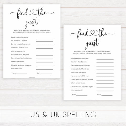 Minimalist baby shower games, find the guest baby games, 10 baby game bundles, fun baby games, printable baby games, top baby games, popular baby games, labor or porn games, neutral baby games, gender reveal games