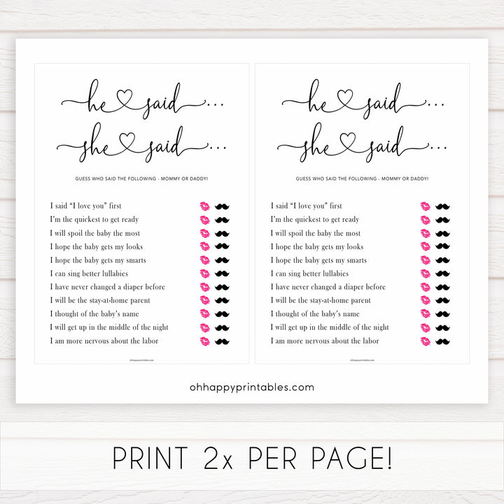 Minimalist baby shower games, he said she said baby games, 10 baby game bundles, fun baby games, printable baby games, top baby games, popular baby games, labor or porn games, neutral baby games, gender reveal games