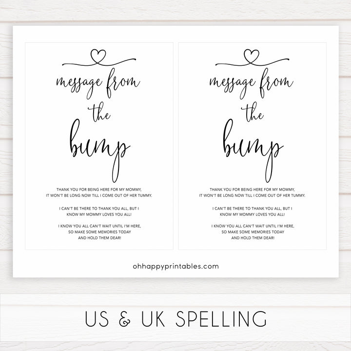 Minimalist baby shower games, message from the bump baby games, 10 baby game bundles, fun baby games, printable baby games, top baby games, popular baby games, labor or porn games, neutral baby games, gender reveal games
