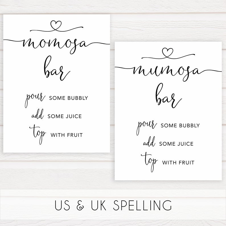 minimalist baby shower signs, momosa baby sign, drinks baby decor, printable baby signs, minimalist baby decor