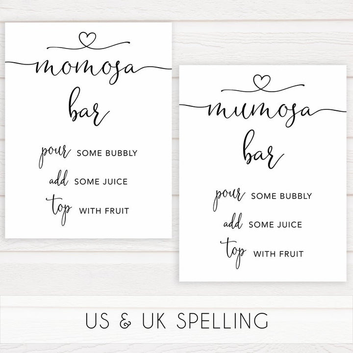 minimalist baby shower signs, momosa baby sign, drinks baby decor, printable baby signs, minimalist baby decor