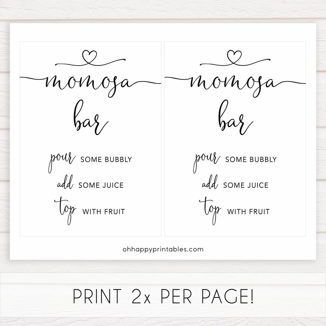 minimalist baby shower signs, momosa baby sign, drinks baby decor, printable baby signs, minimalist baby decor