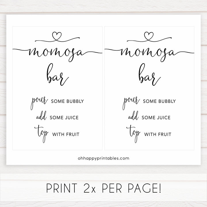 minimalist baby shower signs, momosa baby sign, drinks baby decor, printable baby signs, minimalist baby decor