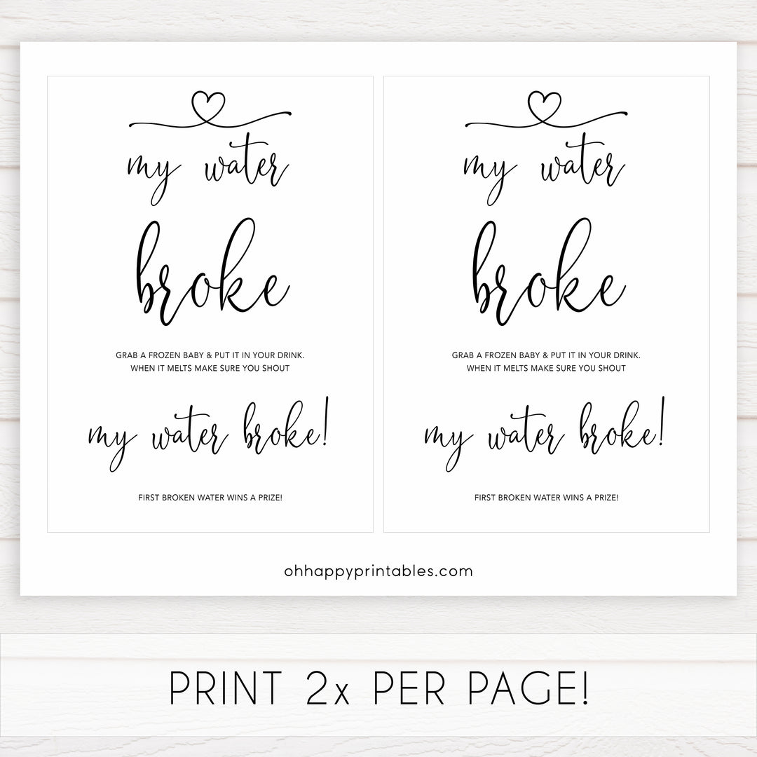 Minimalist baby shower games, my water broke baby games, 10 baby game bundles, fun baby games, printable baby games, top baby games, popular baby games, labor or porn games, neutral baby games, gender reveal games