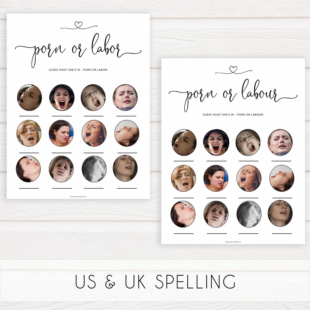 Minimalist baby shower games, porn or labor, labor or porn baby games, 10 baby game bundles, fun baby games, printable baby games, top baby games, popular baby games, labor or porn games, neutral baby games, gender reveal games