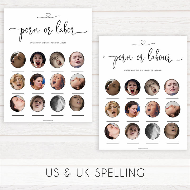 Minimalist baby shower games, porn or labor, labor or porn baby games, 10 baby game bundles, fun baby games, printable baby games, top baby games, popular baby games, labor or porn games, neutral baby games, gender reveal games