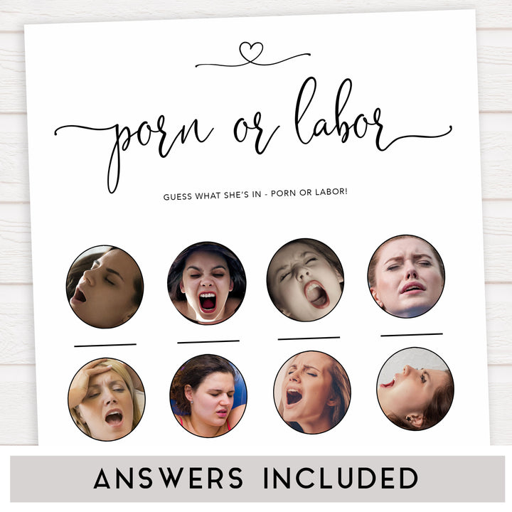 Minimalist baby shower games, porn or labor, labor or porn baby games, 10 baby game bundles, fun baby games, printable baby games, top baby games, popular baby games, labor or porn games, neutral baby games, gender reveal games