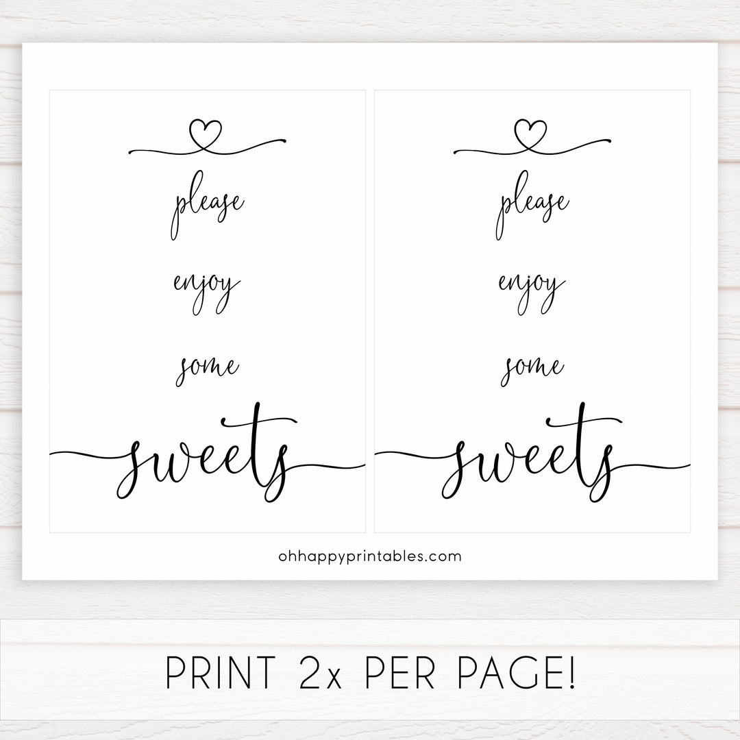 minimalist baby shower signs, sweets baby sign, drinks baby decor, printable baby signs, minimalist baby decor