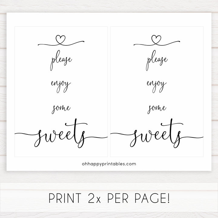 minimalist baby shower signs, sweets baby sign, drinks baby decor, printable baby signs, minimalist baby decor