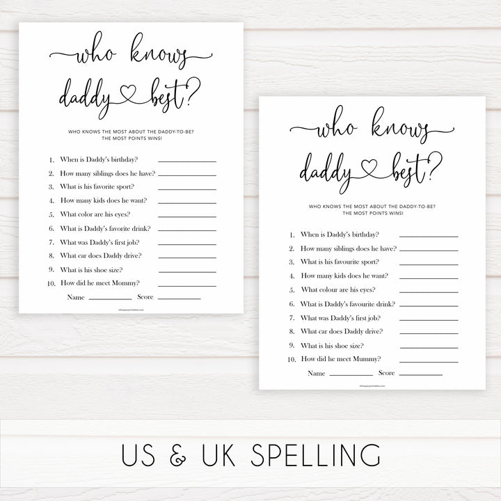 Minimalist baby shower games, who knows daddy best baby games, 10 baby game bundles, fun baby games, printable baby games, top baby games, popular baby games, labor or porn games, neutral baby games, gender reveal games