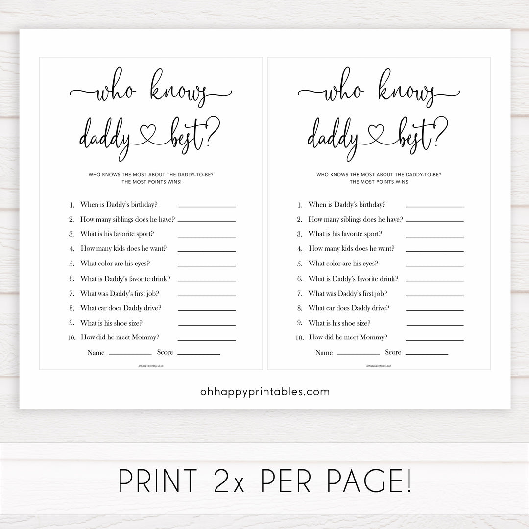 Minimalist baby shower games, who knows daddy best baby games, 10 baby game bundles, fun baby games, printable baby games, top baby games, popular baby games, labor or porn games, neutral baby games, gender reveal games