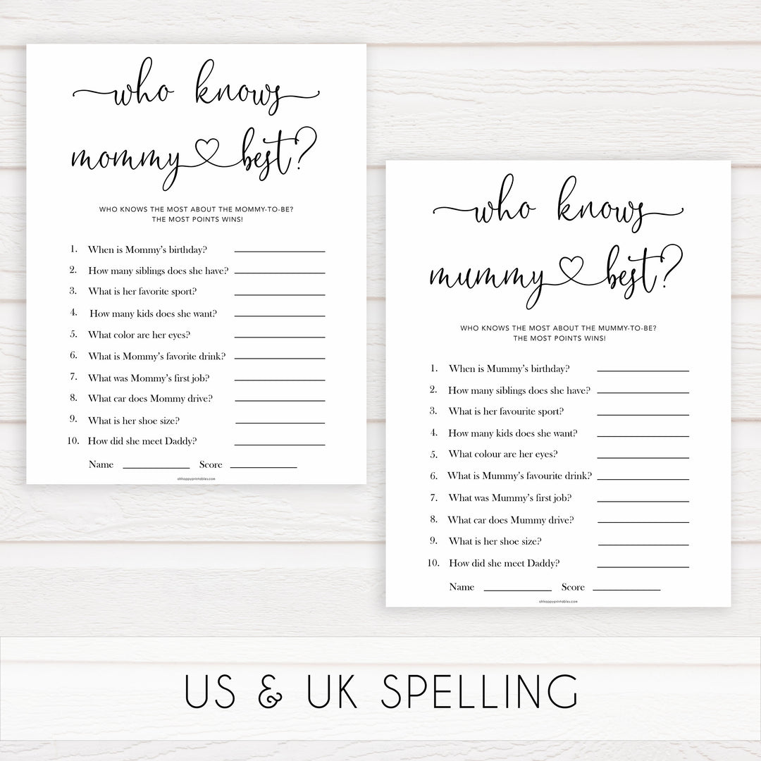 Minimalist baby shower games, who knows mommy best baby games, 10 baby game bundles, fun baby games, printable baby games, top baby games, popular baby games, labor or porn games, neutral baby games, gender reveal games