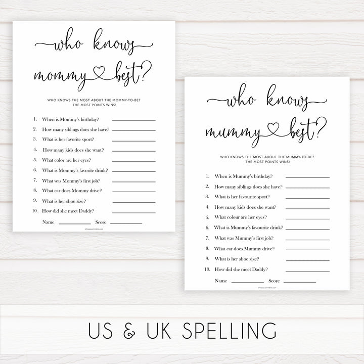 Minimalist baby shower games, who knows mommy best baby games, 10 baby game bundles, fun baby games, printable baby games, top baby games, popular baby games, labor or porn games, neutral baby games, gender reveal games