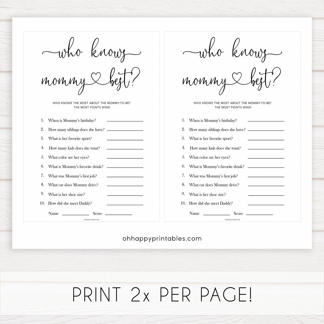 Minimalist baby shower games, who knows mommy best baby games, 10 baby game bundles, fun baby games, printable baby games, top baby games, popular baby games, labor or porn games, neutral baby games, gender reveal games