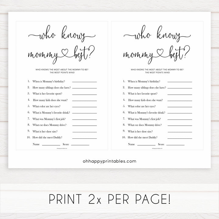 Minimalist baby shower games, who knows mommy best baby games, 10 baby game bundles, fun baby games, printable baby games, top baby games, popular baby games, labor or porn games, neutral baby games, gender reveal games