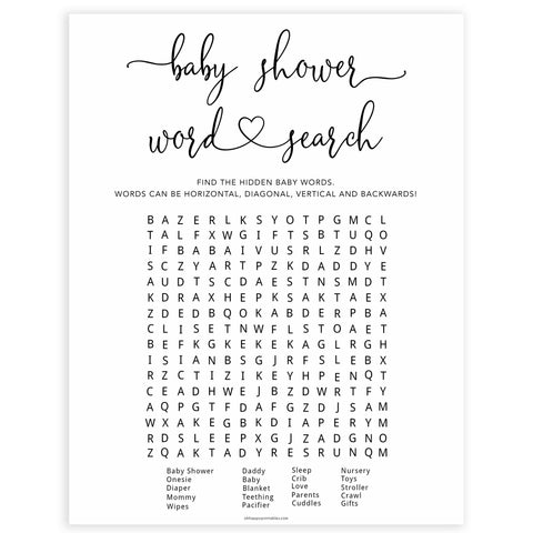 Minimalist baby shower games, word search baby games, 10 baby game bundles, fun baby games, printable baby games, top baby games, popular baby games, labor or porn games, neutral baby games, gender reveal games