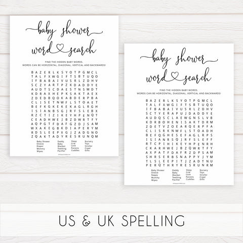 Minimalist baby shower games, word search baby games, 10 baby game bundles, fun baby games, printable baby games, top baby games, popular baby games, labor or porn games, neutral baby games, gender reveal games