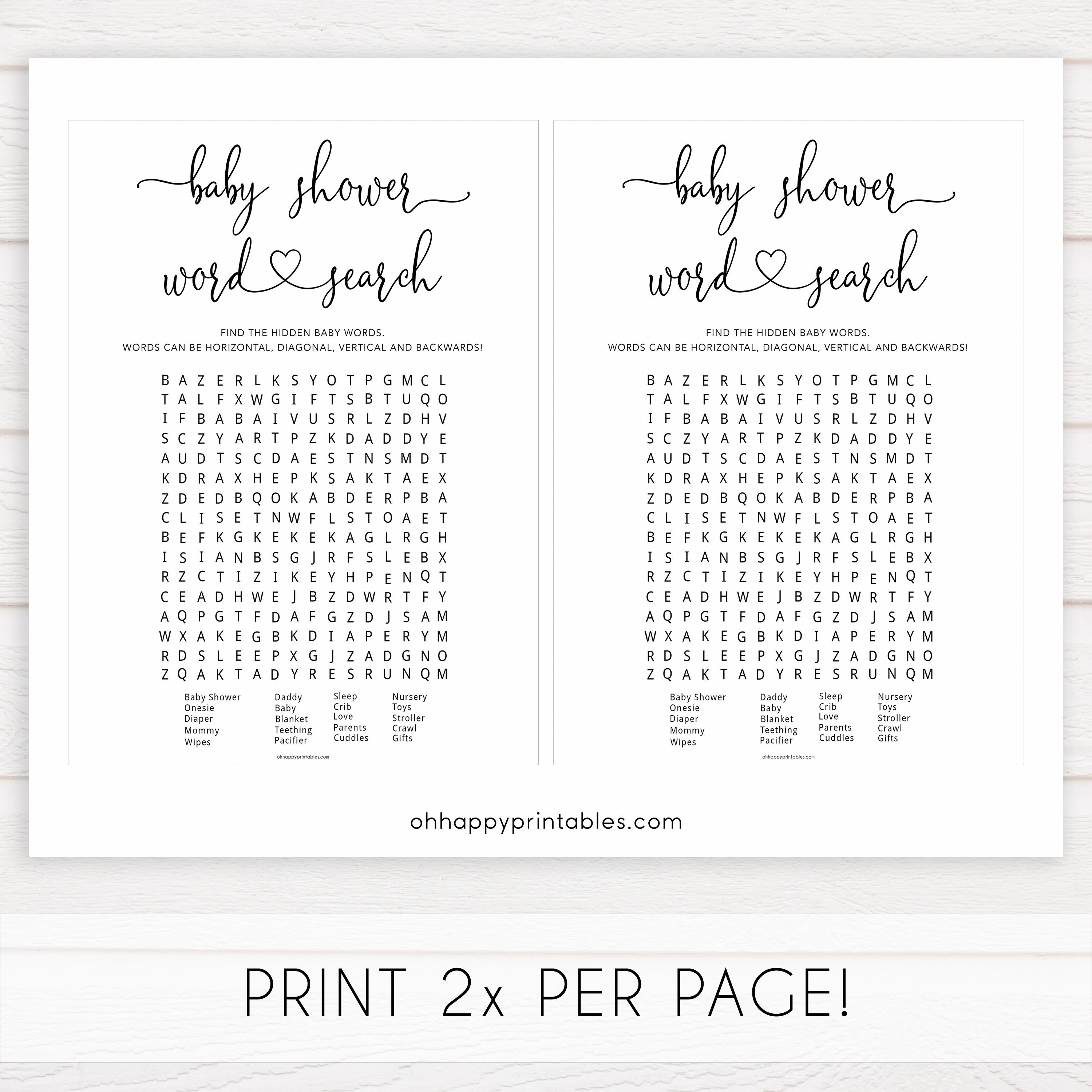 Minimalist baby shower games, word search baby games, 10 baby game bundles, fun baby games, printable baby games, top baby games, popular baby games, labor or porn games, neutral baby games, gender reveal games