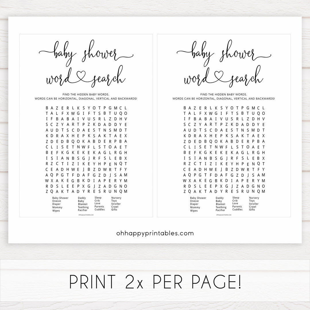 Minimalist baby shower games, word search baby games, 10 baby game bundles, fun baby games, printable baby games, top baby games, popular baby games, labor or porn games, neutral baby games, gender reveal games