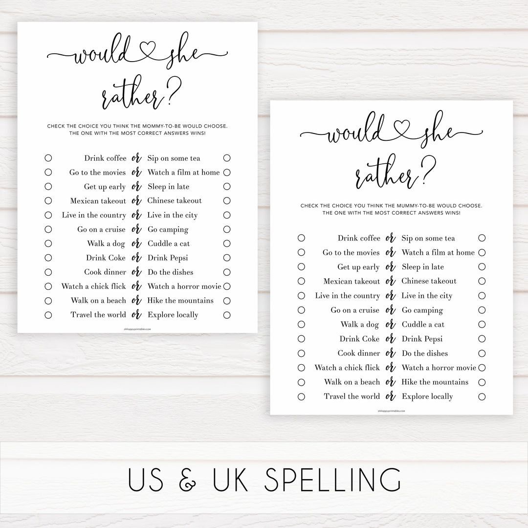 Minimalist baby shower games, would she rather baby games, 10 baby game bundles, fun baby games, printable baby games, top baby games, popular baby games, labor or porn games, neutral baby games, gender reveal games