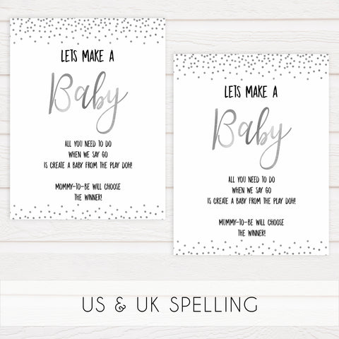 lets make a baby game, baby ply do game, Printable baby shower games, baby silver glitter fun baby games, baby shower games, fun baby shower ideas, top baby shower ideas, silver glitter shower baby shower, friends baby shower ideas