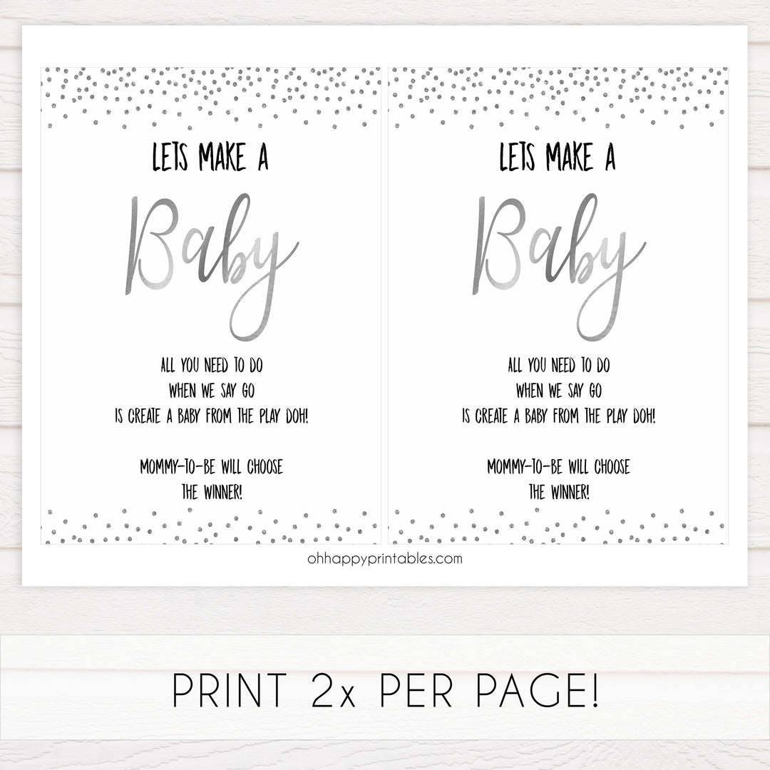 lets make a baby game, baby ply do game, Printable baby shower games, baby silver glitter fun baby games, baby shower games, fun baby shower ideas, top baby shower ideas, silver glitter shower baby shower, friends baby shower ideas