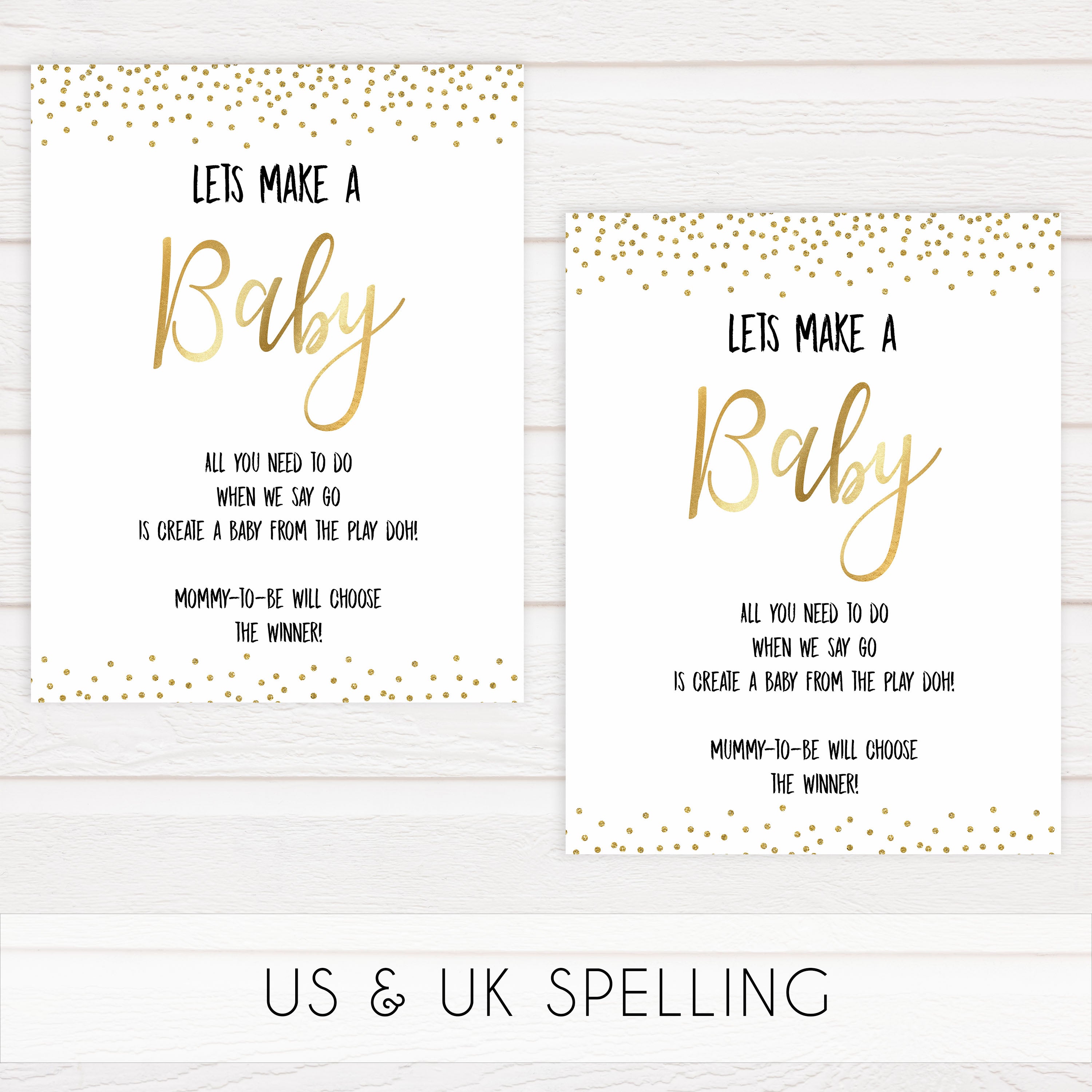 Don't Say Baby Game - Gold Dots Printable Baby Games – OhHappyPrintables