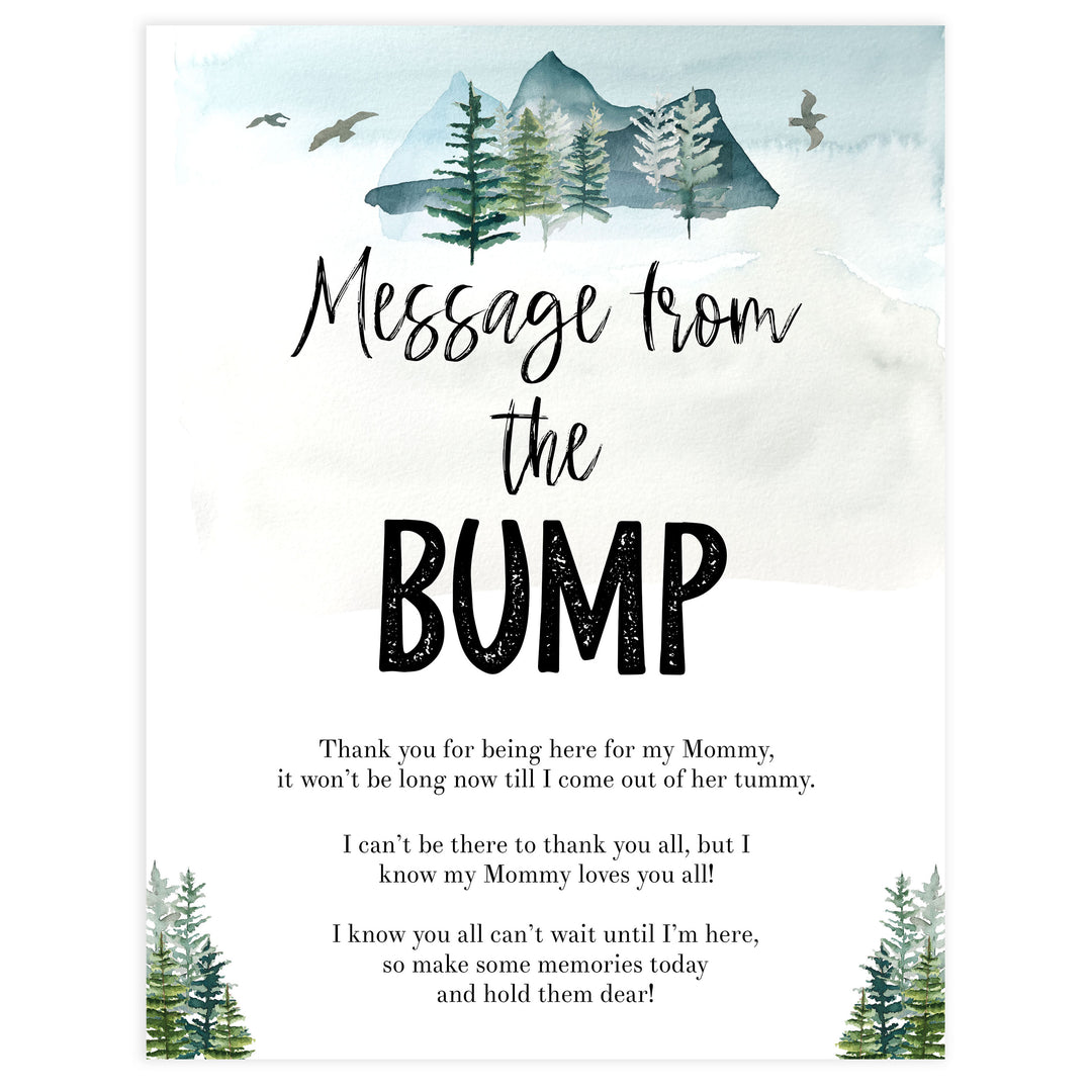 message from the bump sign, Printable baby shower games, adventure awaits baby games, baby shower games, fun baby shower ideas, top baby shower ideas, adventure awaits baby shower, baby shower games, fun adventure baby shower ideas