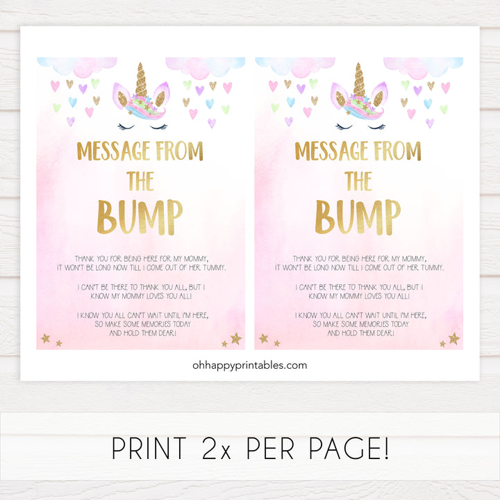 message from the bump baby game, Printable baby shower games, unicorn baby games, baby shower games, fun baby shower ideas, top baby shower ideas, unicorn baby shower, baby shower games, fun unicorn baby shower ideas