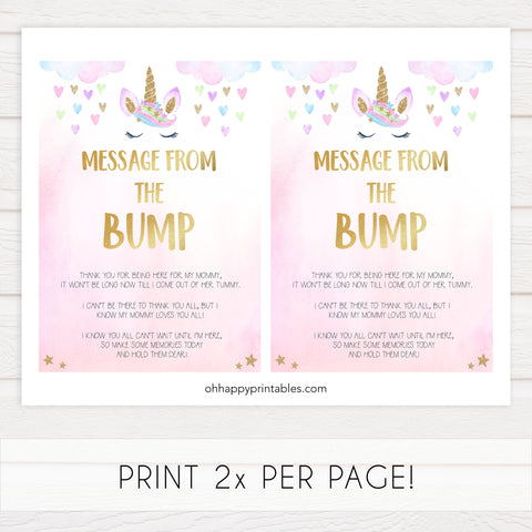 message from the bump baby game, Printable baby shower games, unicorn baby games, baby shower games, fun baby shower ideas, top baby shower ideas, unicorn baby shower, baby shower games, fun unicorn baby shower ideas