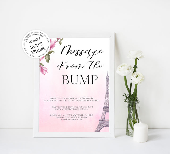 message from the bump baby game, Paris baby shower games, printable baby shower games, Parisian baby shower games, fun baby shower games