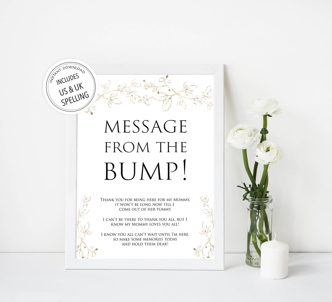 message from the bump game, Printable baby shower games, gold leaf baby games, baby shower games, fun baby shower ideas, top baby shower ideas, gold leaf baby shower, baby shower games, fun gold leaf baby shower ideas