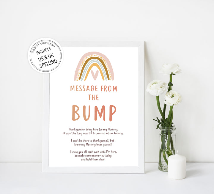 message from the bump game, Printable baby shower games, boho rainbow baby games, baby shower games, fun baby shower ideas, top baby shower ideas, boho rainbow baby shower, baby shower games, fun boho rainbow baby shower ideas