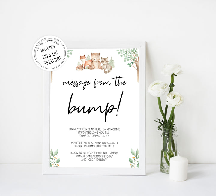 message from the bump game, Printable baby shower games, woodland animals baby games, baby shower games, fun baby shower ideas, top baby shower ideas, woodland baby shower, baby shower games, fun woodland animals baby shower ideas