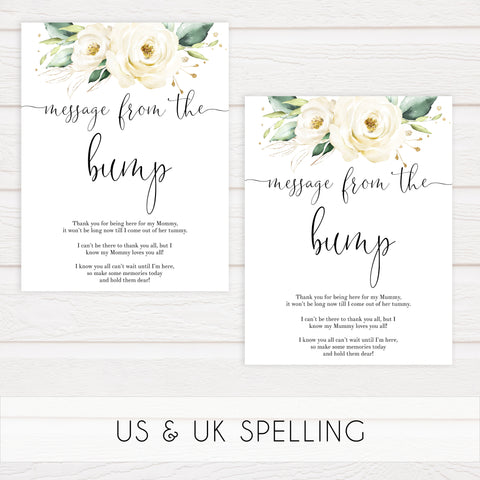 message from the bump game, Printable baby shower games, shite floral baby games, baby shower games, fun baby shower ideas, top baby shower ideas, floral baby shower, baby shower games, fun floral baby shower ideas