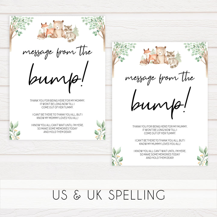 message from the bump game, Printable baby shower games, woodland animals baby games, baby shower games, fun baby shower ideas, top baby shower ideas, woodland baby shower, baby shower games, fun woodland animals baby shower ideas