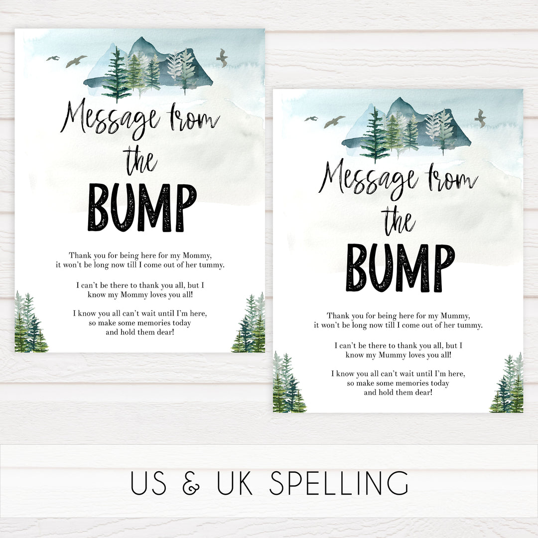 message from the bump sign, Printable baby shower games, adventure awaits baby games, baby shower games, fun baby shower ideas, top baby shower ideas, adventure awaits baby shower, baby shower games, fun adventure baby shower ideas
