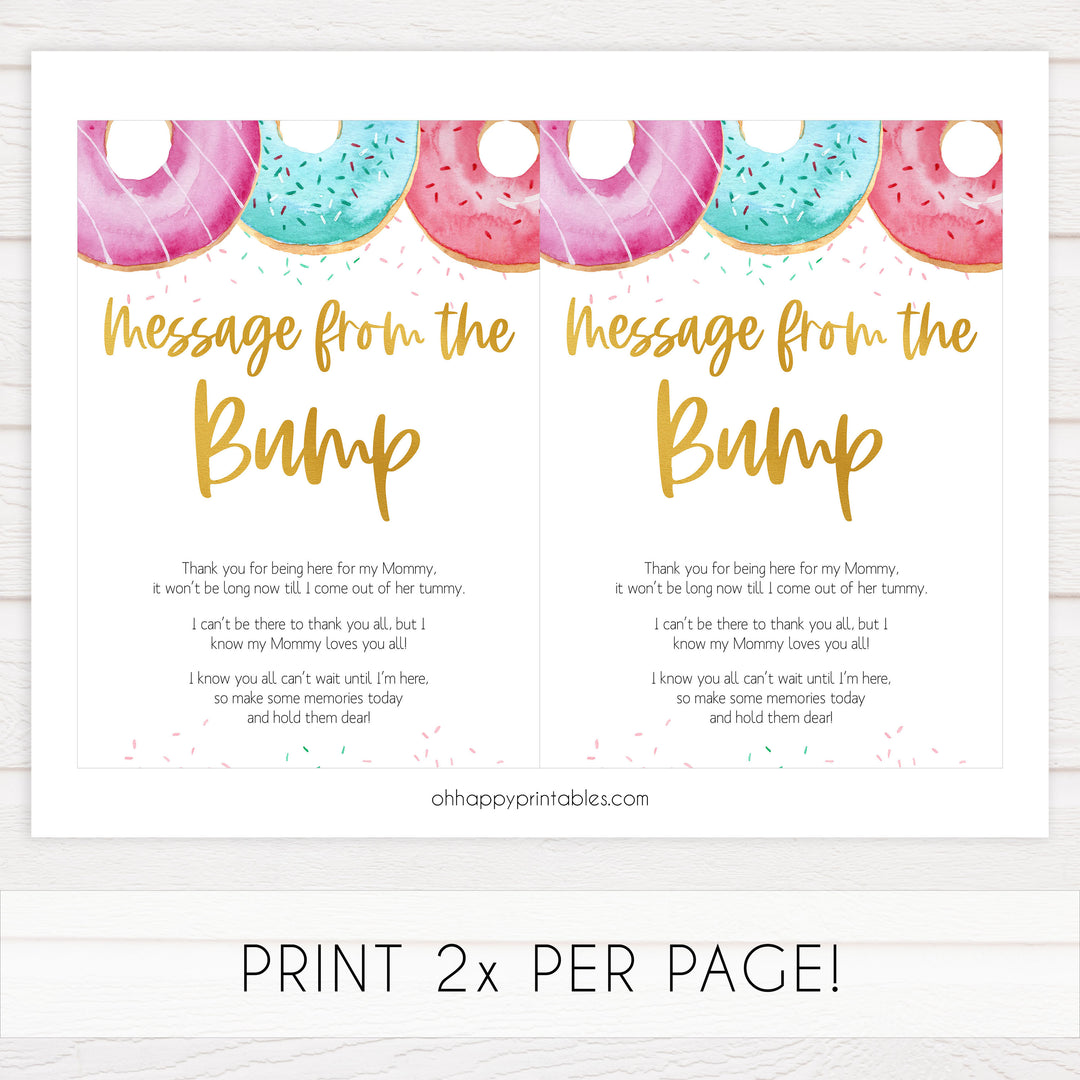 message from the bump game, Printable baby shower games, donut baby games, baby shower games, fun baby shower ideas, top baby shower ideas, donut sprinkles baby shower, baby shower games, fun donut baby shower ideas