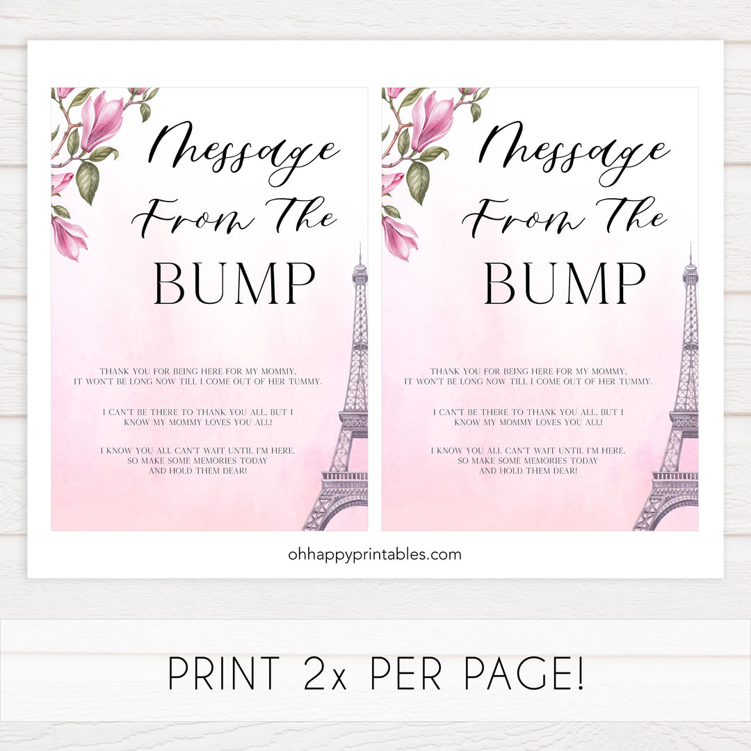 message from the bump baby game, Paris baby shower games, printable baby shower games, Parisian baby shower games, fun baby shower games