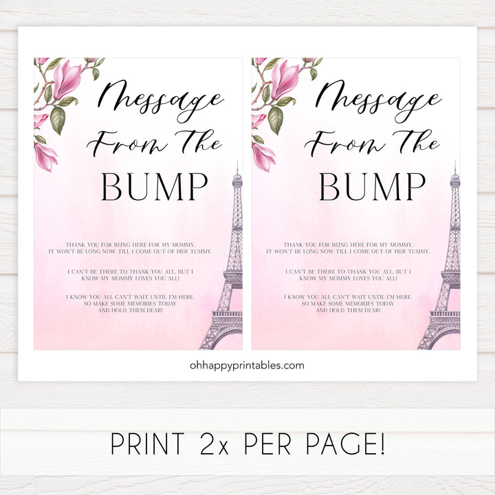 message from the bump baby game, Paris baby shower games, printable baby shower games, Parisian baby shower games, fun baby shower games