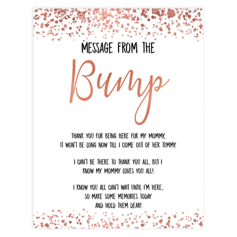 message from the bump game, Printable baby shower games, rose gold fun baby games, baby shower games, fun baby shower ideas, top baby shower ideas, blush baby shower, rose gold baby shower ideas
